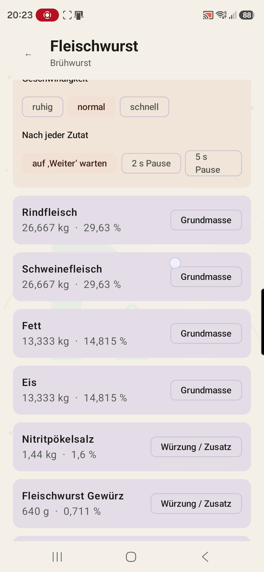 Automatische Rezeptberechnung in Mengenmeister